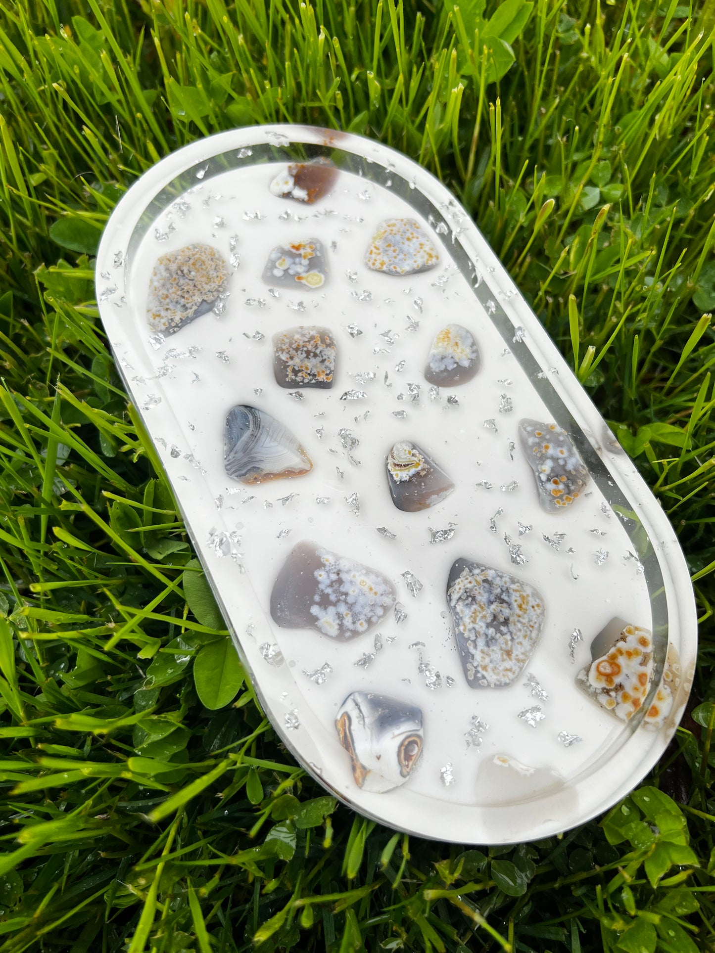 Flower agate tray