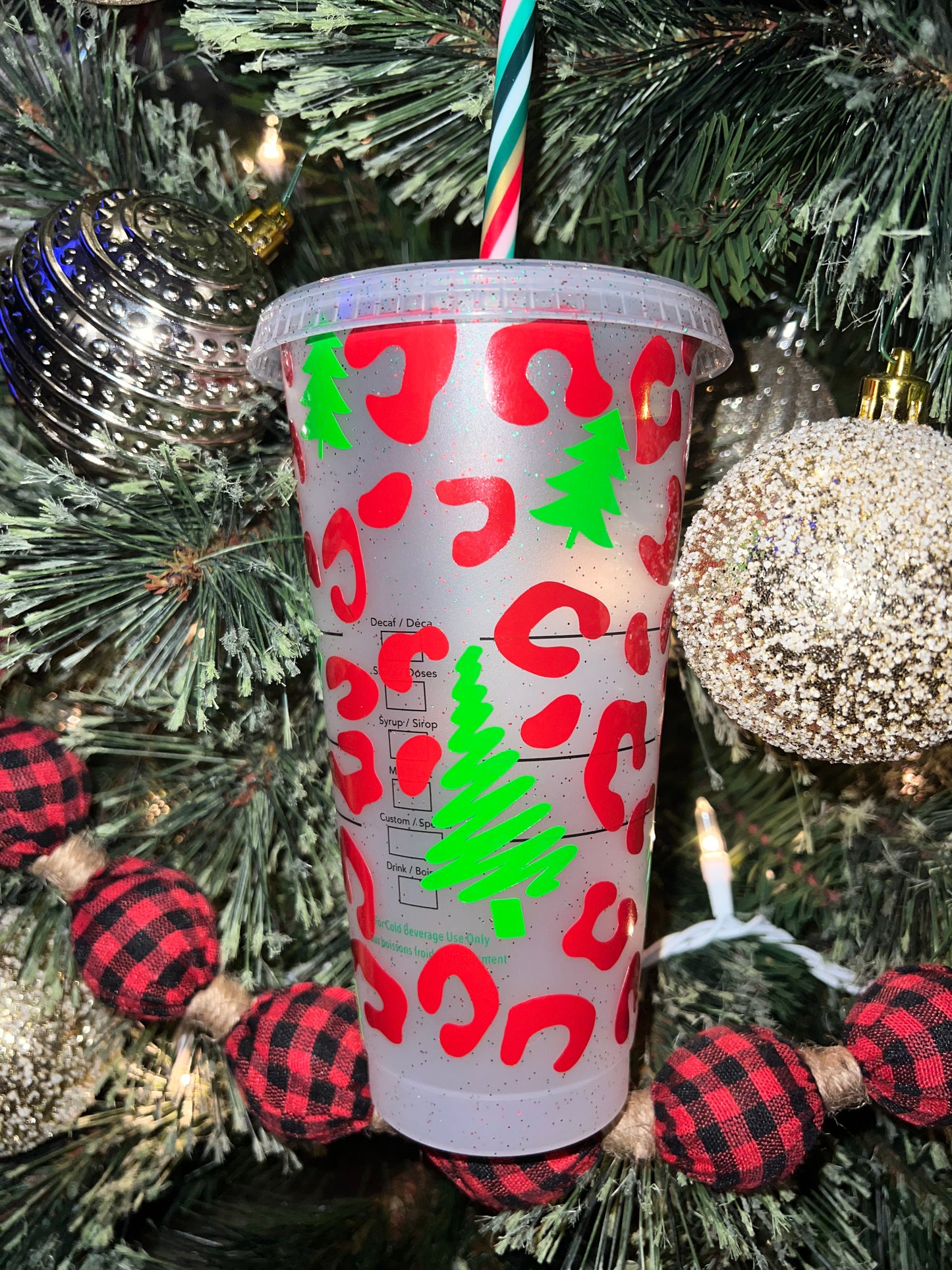 Leopard print Christmas Sbx cup
