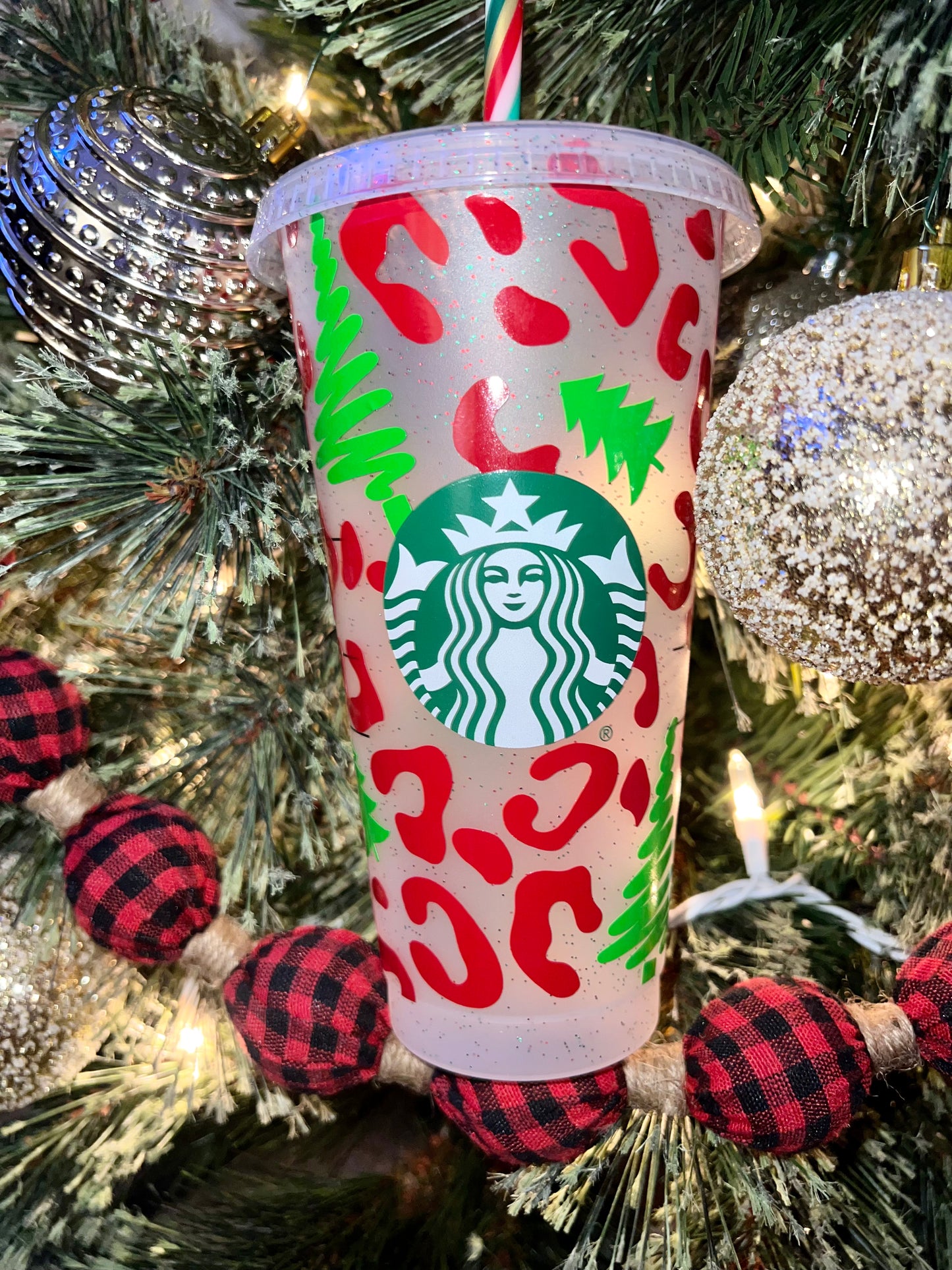 Leopard print Christmas Sbx cup